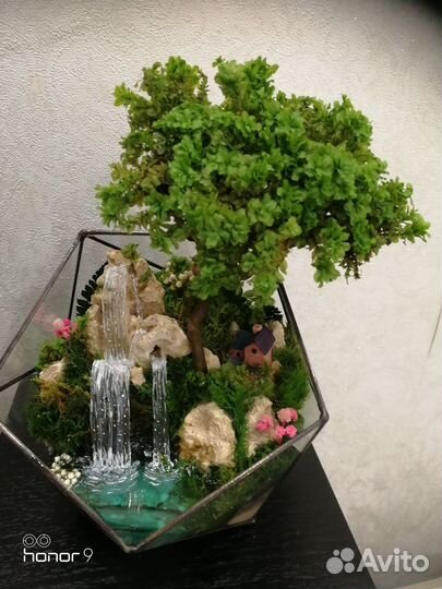 Моссариум, подарок, ваза, композиция