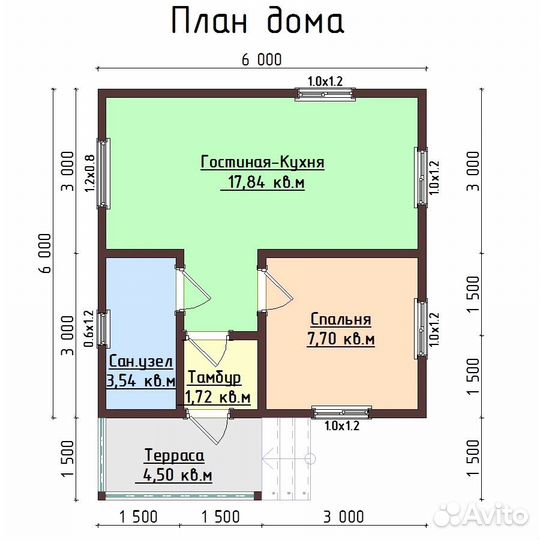 Дом 62 м2 из бруса под ключ