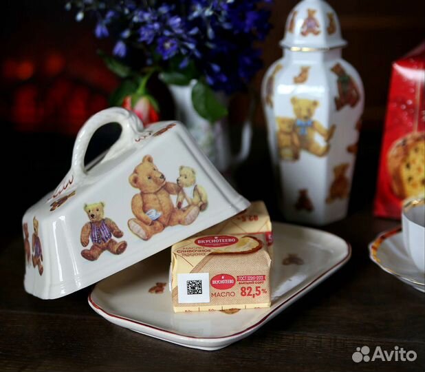 Антикварная старинная масленка / сырница