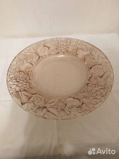 Блюдо советское винтажное стекло