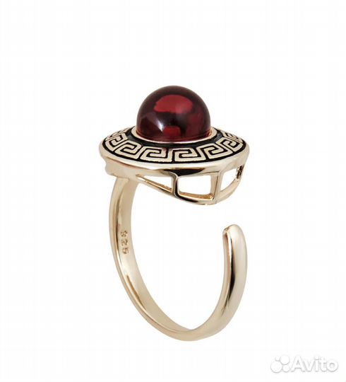 Комплект серьги с кольцом (латунь, янтарь) A2187774