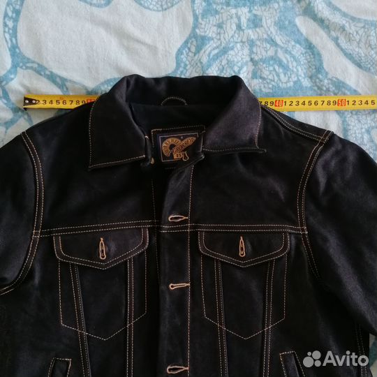 Кожаная мото куртка замша джинсовка