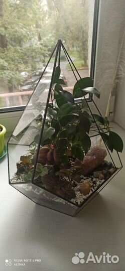 Флорариум бонсай с полудрагоценными камнями