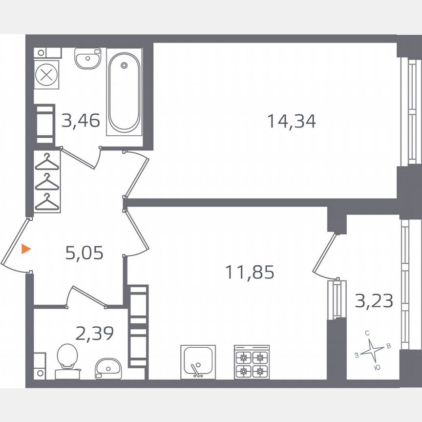 1-к. квартира, 38,7 м², 14/16 эт.