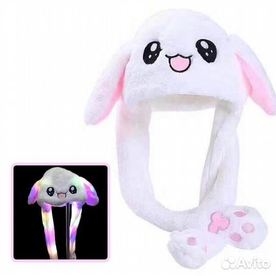 Шапка Зайка с двигающимися ушами(розовая)