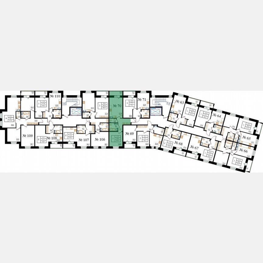 1-к. квартира, 45,5 м², 8/8 эт.