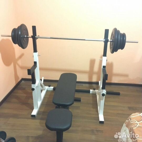 Скамья жима + стойка штанги комплект разные цвета