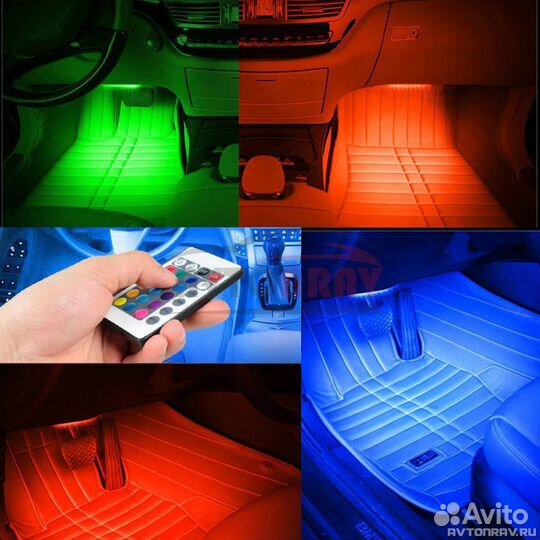 Подсветка в машину салона авто в ноги светодиодная