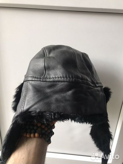 Шапка из натуральной кожи с нат. Мехом