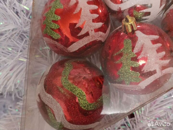 Набор.Елочные игрушки (6шт), пластик, 7 см