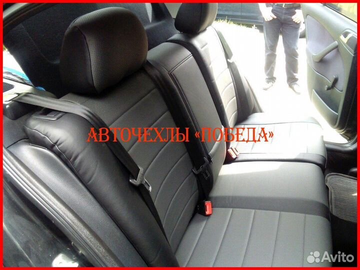 Чехлы Skoda Octavia Tour из экокожи чёрно-серые