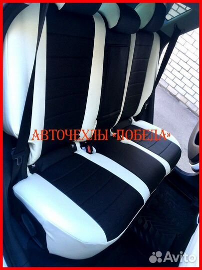 Чехлы Hyundai Tucson 3 из экокожи бело-чёрные