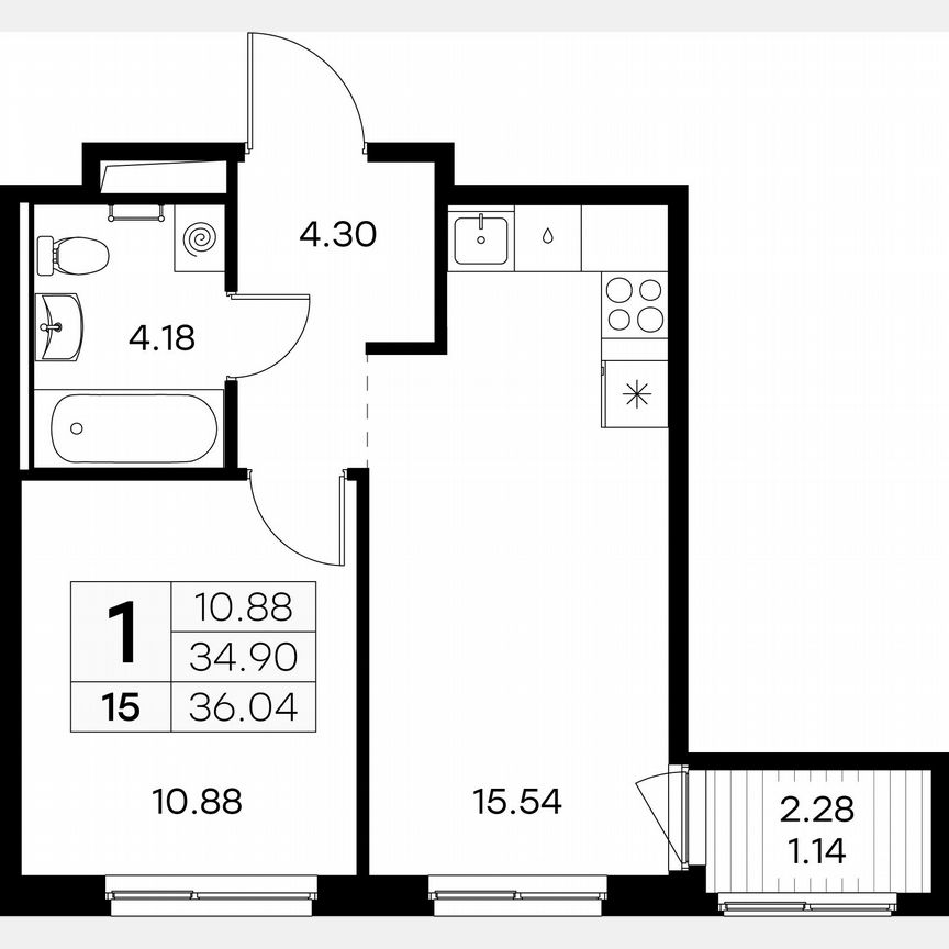 1-к. квартира, 36 м², 2/9 эт.