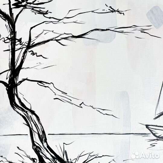 Современная картина, Серенада моря, 80х80см Дерево