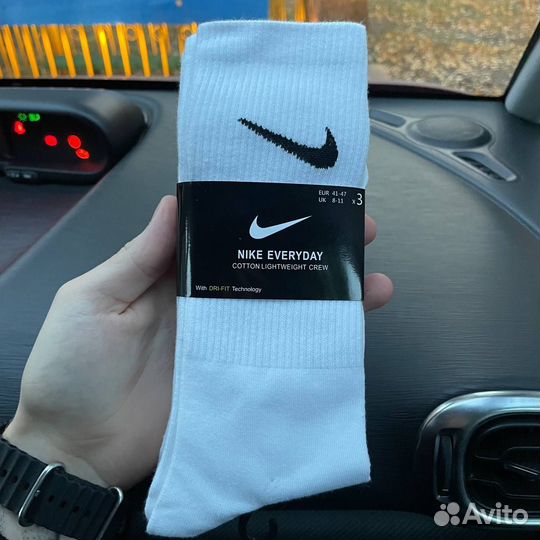 Носки nike dri fit белые 3 пары