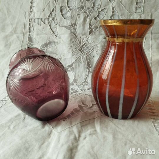 Вазочки, цветное стекло. Винтаж