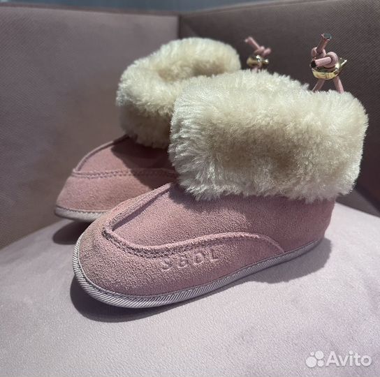 Меховые пинетки Senbodulun розовые