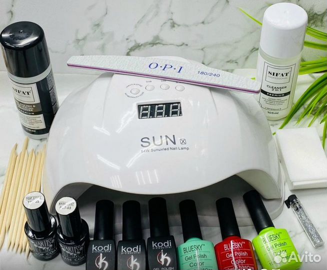 Набор для маникюра лампа 54W+гель-лак