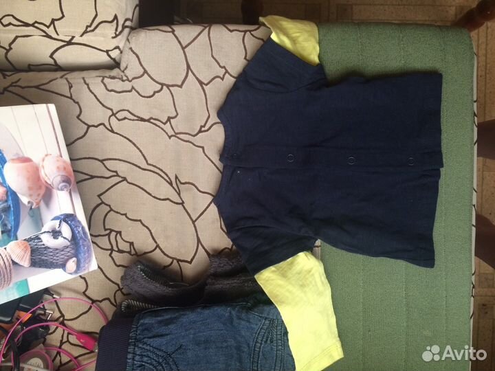 Комплект, джинсы, кофта, жилетка новорождённому