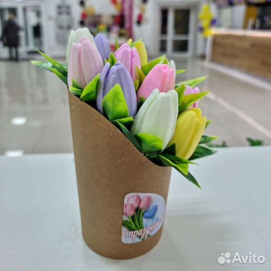 Мыло ручной работы/ Букет из мыла Тюльпаны