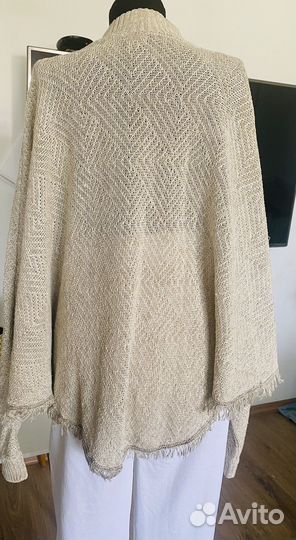 Пончо женское 100% лен бежевое