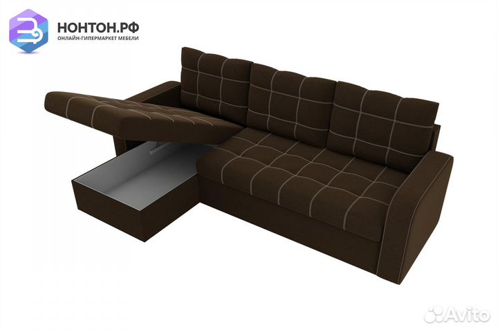 Диван угловой дельфин Ливерпуль микровельвет корич