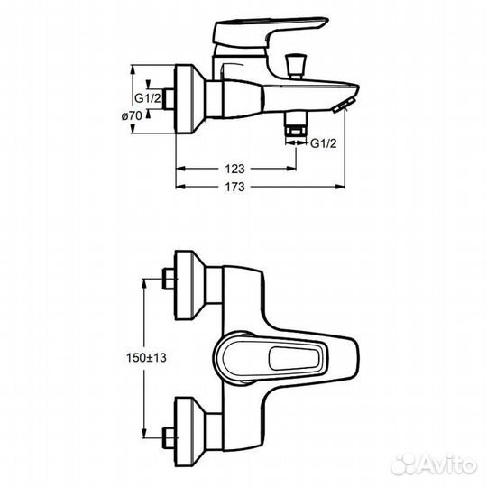 Смеситель для ванны Ideal Standard Ceramix Blue B9490AA