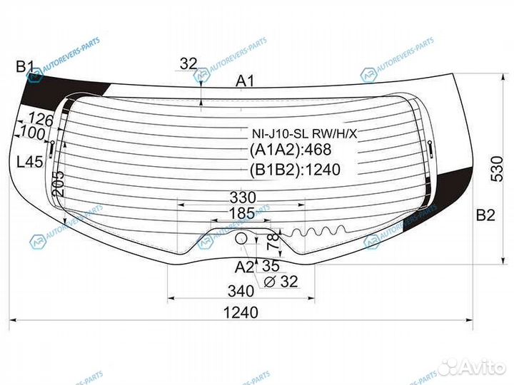 NI-J10-SL rwhx Стекло заднее с обогревом nissan qa