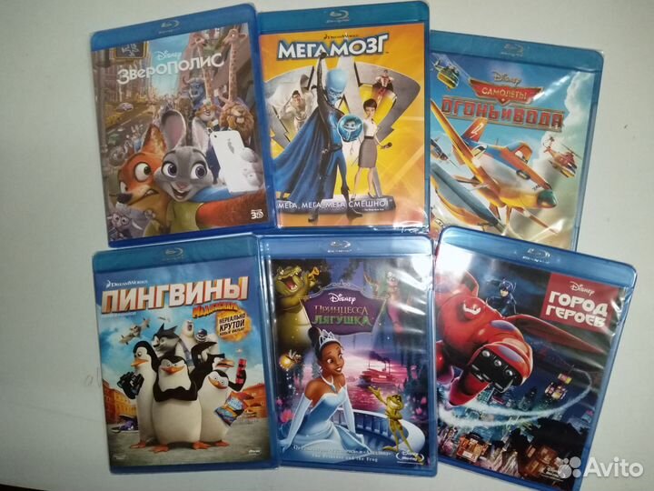 Blu-ray диски. Мультфильмы. 6шт. Лицензия