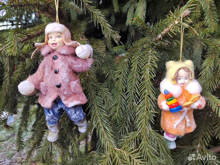 Ватные елочные игрушки (ручная работа)