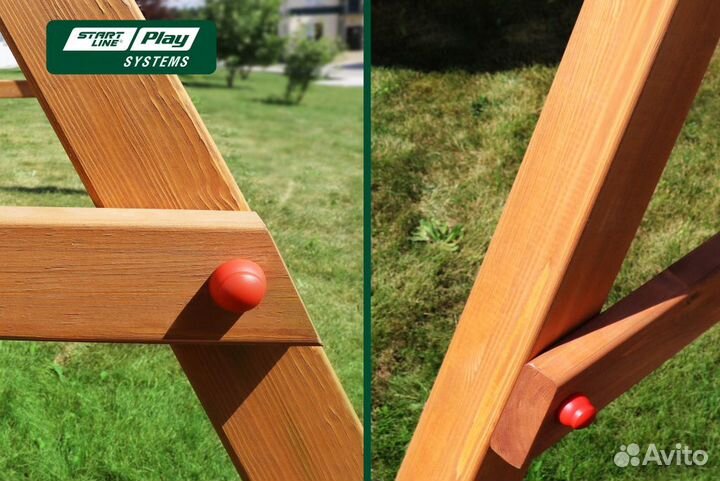 Качели детские уличные деревянные 2 секции