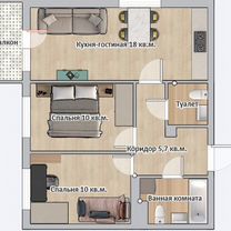 3-к. квартира, 48,2 м², 5/6 эт.