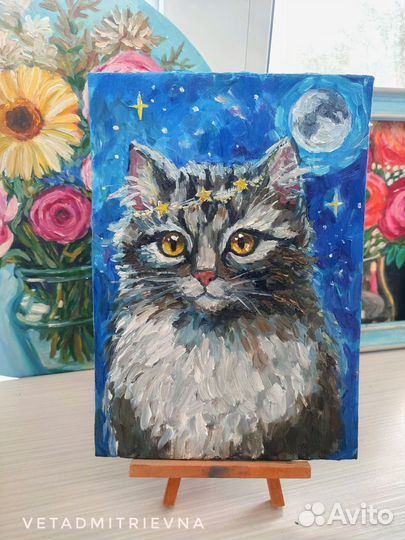 Картина маслом Портрет Котика в космосе