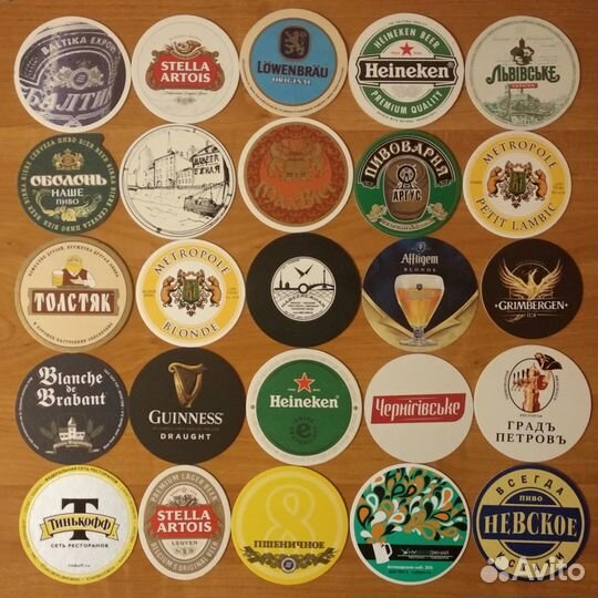 75 разных пивных подставок (бирдекели)