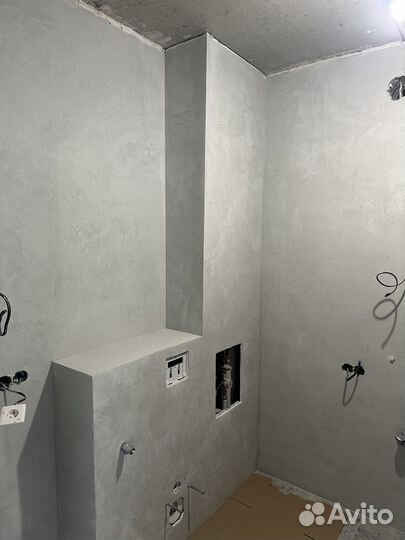 Нанесение микро цемента в ванной комнате