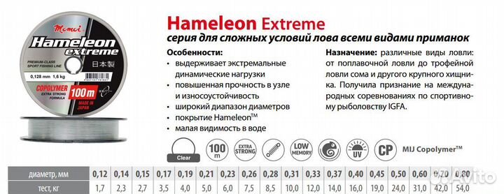 Леска Momoi Ham.Extreme 0,60мм,31кг100 м,проз.3шт