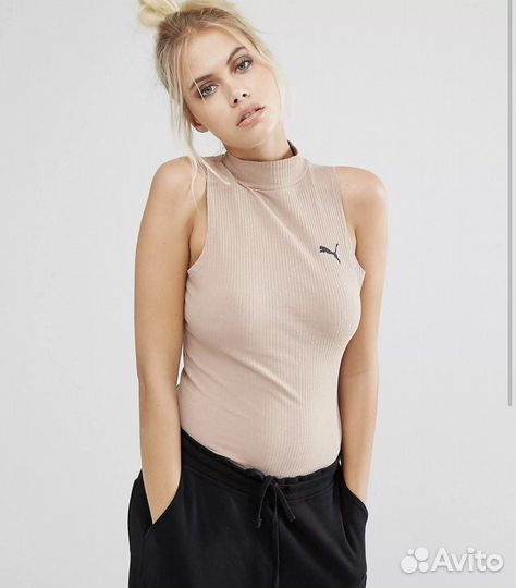 Боди в рубчик puma бежевое