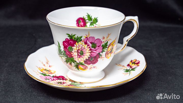 Чайная пара Квин Энн, винтаж, Англия