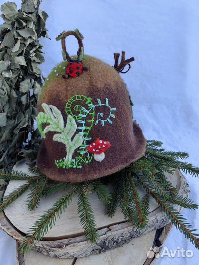 Шапка для бани валяная 100% шерсть