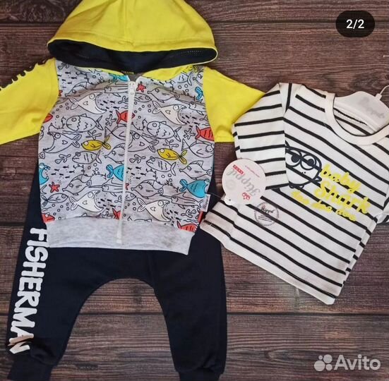 Костюм 3-ка новый, 74-80 см Турция