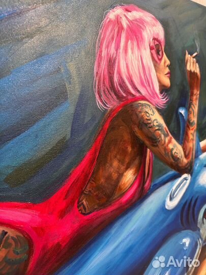 Интерьерная картина «Девушка на хищнике»