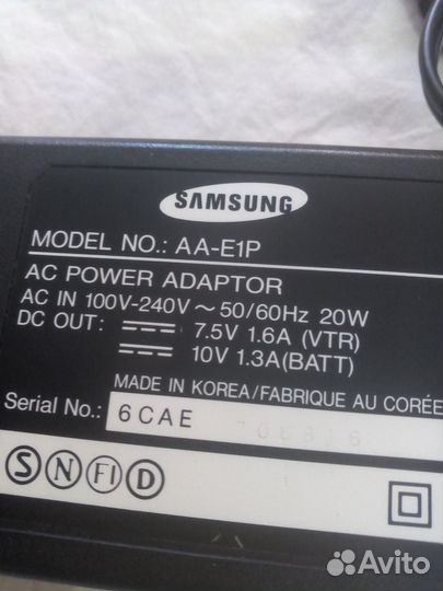 Для видеокамер Samsung (зарядное AA E1P)