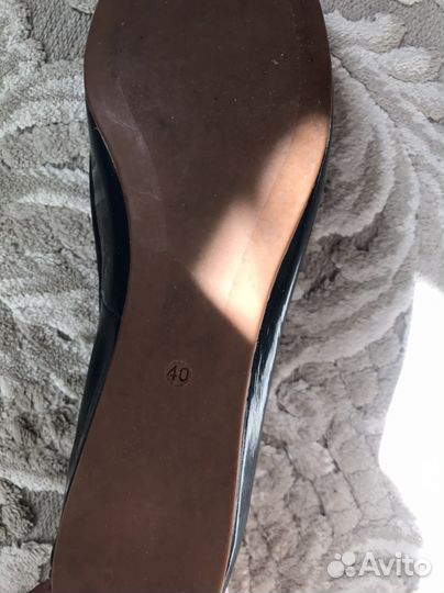 Туфли Балетки синие натуральная кожа Италия