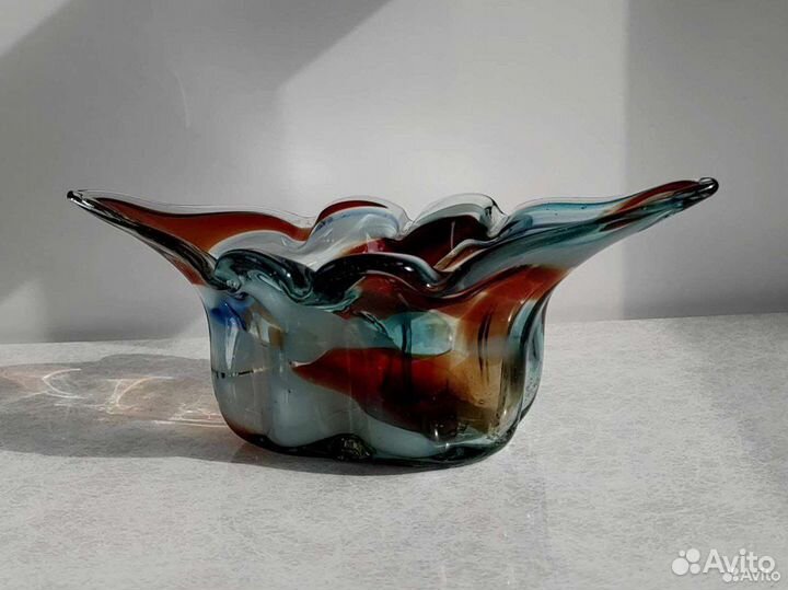 Конфетница цветное стекло СССР