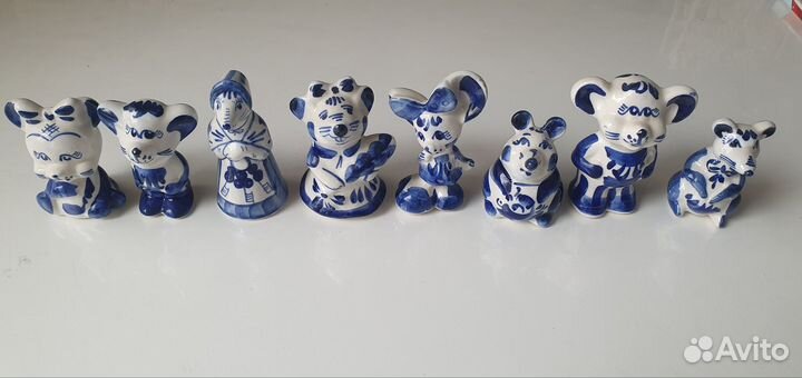 Гжель фигурки мышей