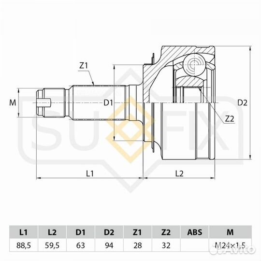 Sufix ST-1020 шрус наружный перед прав/лев