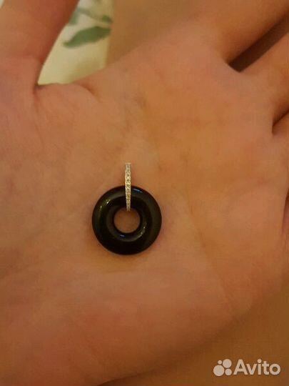 Подвеска. оникс, позолота, бриллиантики