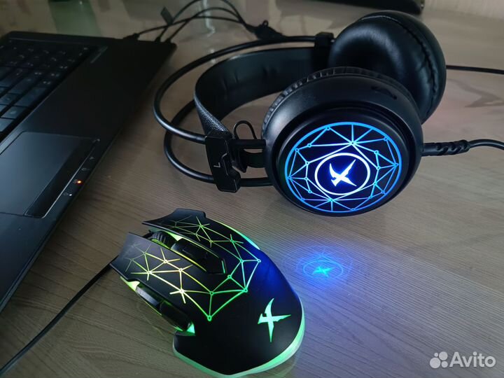 Игровая мышь мо-315 + гарнитура HP815 для геймера
