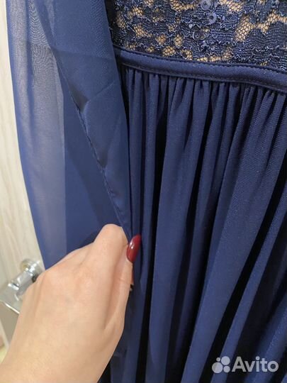 Синие платье в пол на праздник, выпускной