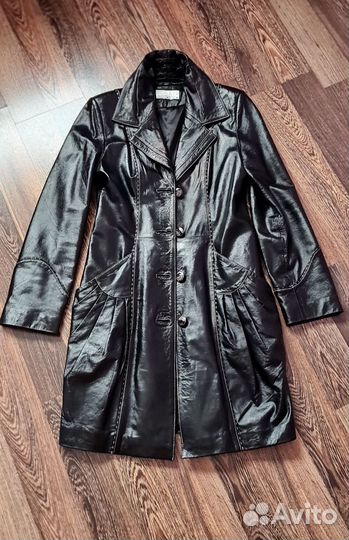 Кожаный плащ женский